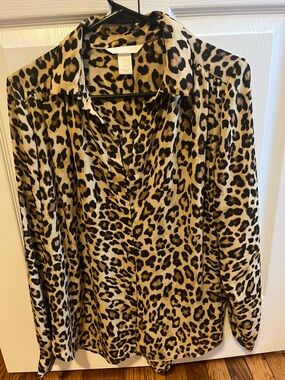 H&M Leopard Print Blouse in Tan and Black